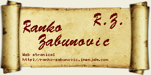 Ranko Zabunović vizit kartica